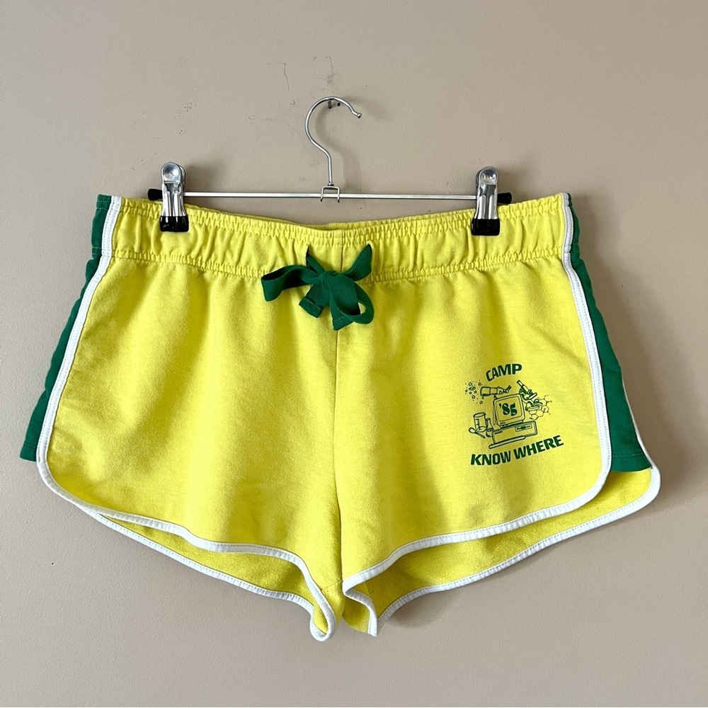 STRANGER THINGS | Yellow Green Camp Know Where Retro Fleece Shorts Sz L